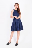 Aiden Floral Cutout Dress in Navy