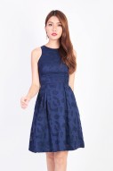 Aiden Floral Cutout Dress in Navy