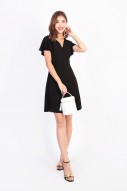 Sharmie Backless Flutter Dress in Black