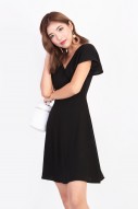 Sharmie Backless Flutter Dress in Black