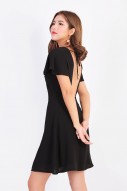 Sharmie Backless Flutter Dress in Black