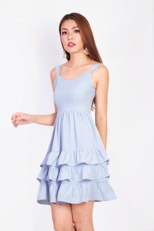 Capella Tiered Dress in Powder Blue