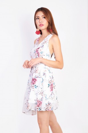 Fable Floral Dress in White