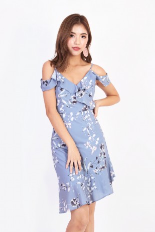 Josie Cold Shoulder Dress in Periwinkle