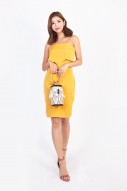 Paige Slit Dress in Mustard