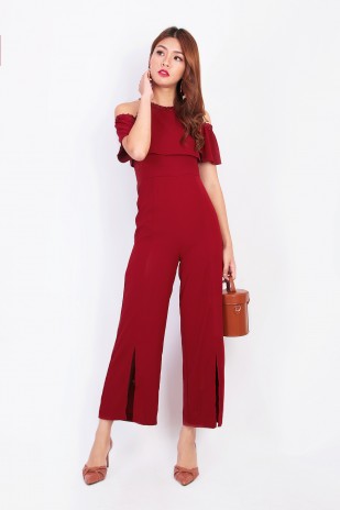 Lyla Jumpsuit in Wine Red