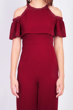 Lyla Jumpsuit in Wine Red