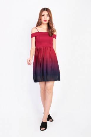 Hadley Ombre Dress in Wine Red