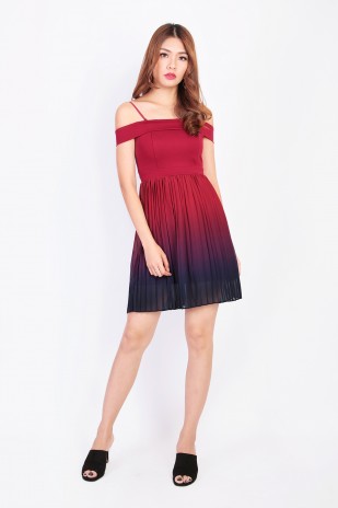 Hadley Ombre Dress in Wine Red