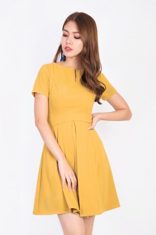 Gwenda Sleeved Dress in Mustard