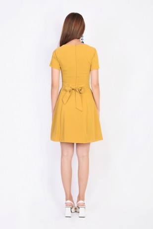 Gwenda Sleeved Dress in Mustard