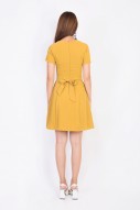Gwenda Sleeved Dress in Mustard