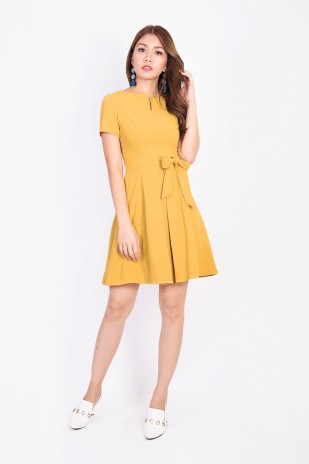 Gwenda Sleeved Dress in Mustard