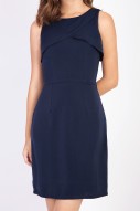 Genesa Ruffle Dress in Navy