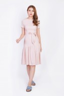 Ruthdale Sleeved Midi Dress in Nude Pink