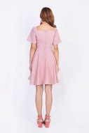 Abrie Off Shoulder Dress in Pink