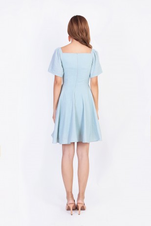 Abrie Off Shoulder Dress in Cyan