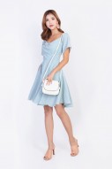 Abrie Off Shoulder Dress in Cyan