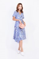 Jessene Floral Wrap Dress in Periwinkle Blue