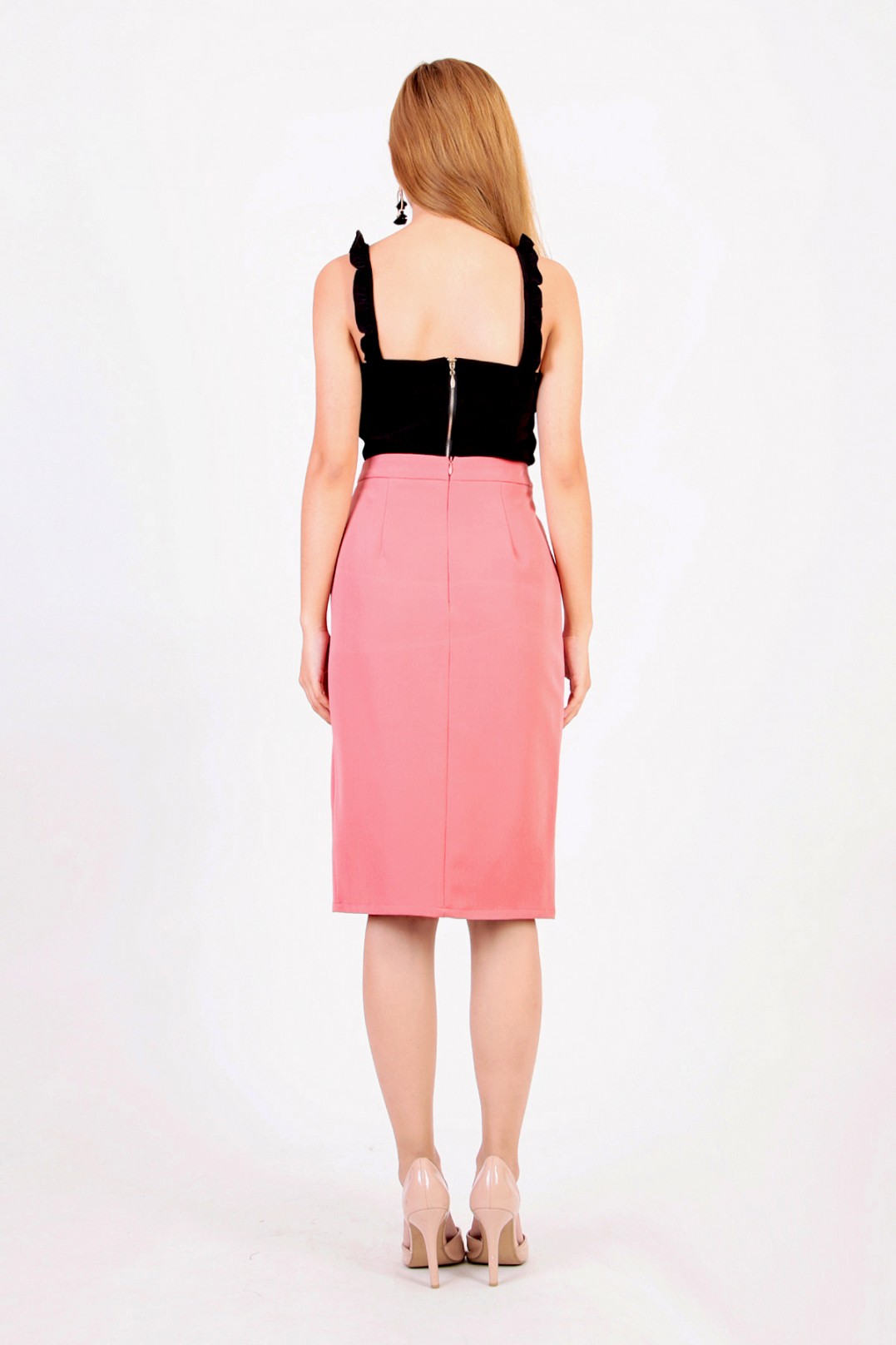 Verron Button Down Skirt in Pink - MGP