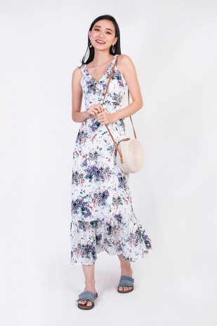 Eveline Floral Maxi Dress in White