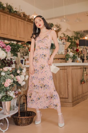 Eveline Floral Maxi Dress in Pink