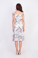Deena Floral Midi Dress in White