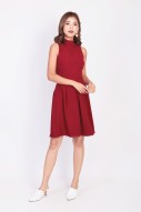 Peggan Back Knot Dress in Wine Red