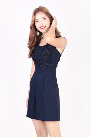 Restock: Talitha Crochet Romper in Navy