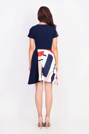 Rynn Printed Dress in Navy