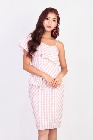 Aricia Gingham Dress in Pink
