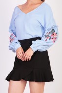 Xanthe Embroidery Top in Blue