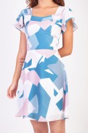 Kaylene Printed Dress in Turquoise