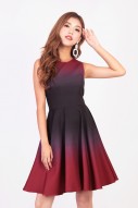 Sheau Ombre Dress in Wine Red