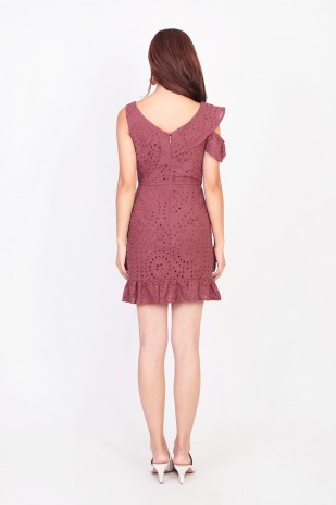 Richelle Eyelet Romper-Dress in Plum