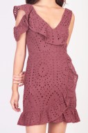Richelle Eyelet Romper-Dress in Plum