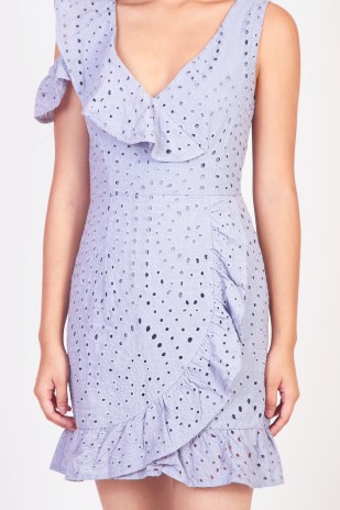 Richelle Eyelet Romper-Dress in Lilac