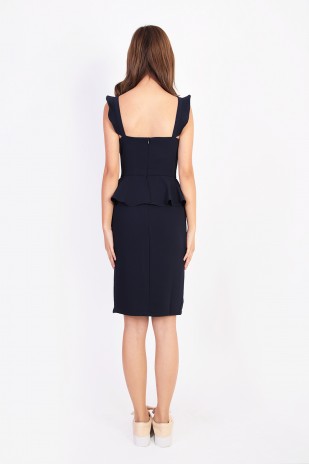 RESTOCK: Loris Peplum Dress in Navy