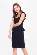 RESTOCK: Loris Peplum Dress in Navy