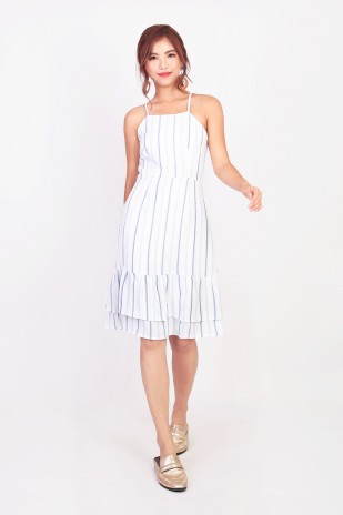 Estee Stripes Midi Dress in Blue