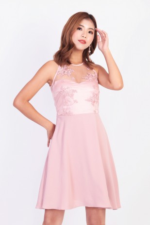 Deanna Lace Dress in Pink