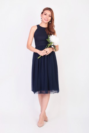 Aries Tulle Dress in Navy