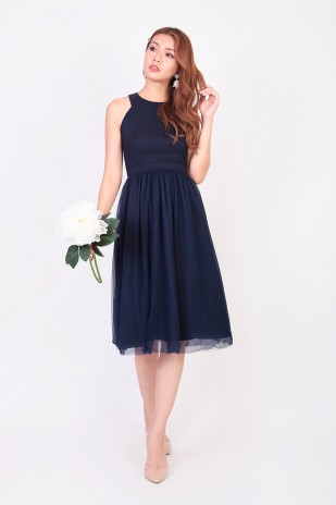 Aries Tulle Dress in Navy