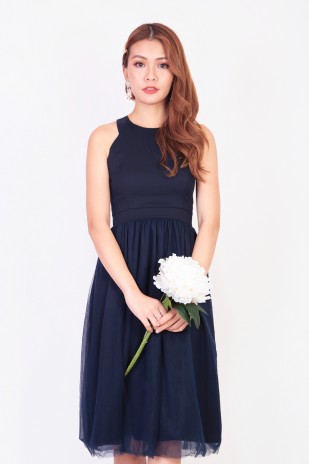 Aries Tulle Dress in Navy