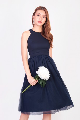 Aries Tulle Dress in Navy
