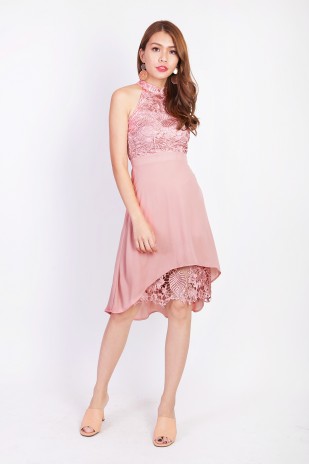 Sylvana Crochet Dress in Pink