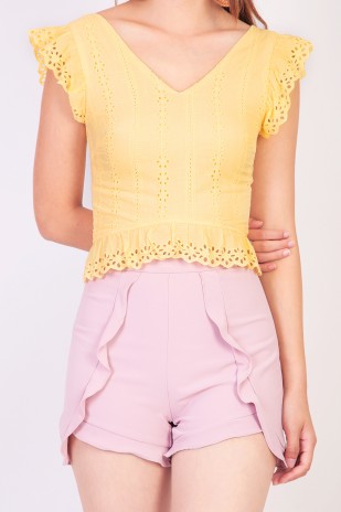Reon Eyelet Top in Yellow