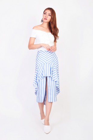 Fynn Overlay Stripes Skirt in Blue