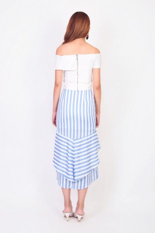 Fynn Overlay Stripes Skirt in Blue