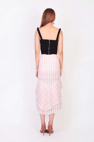 Fynn Overlay Stripes Skirt in Pink